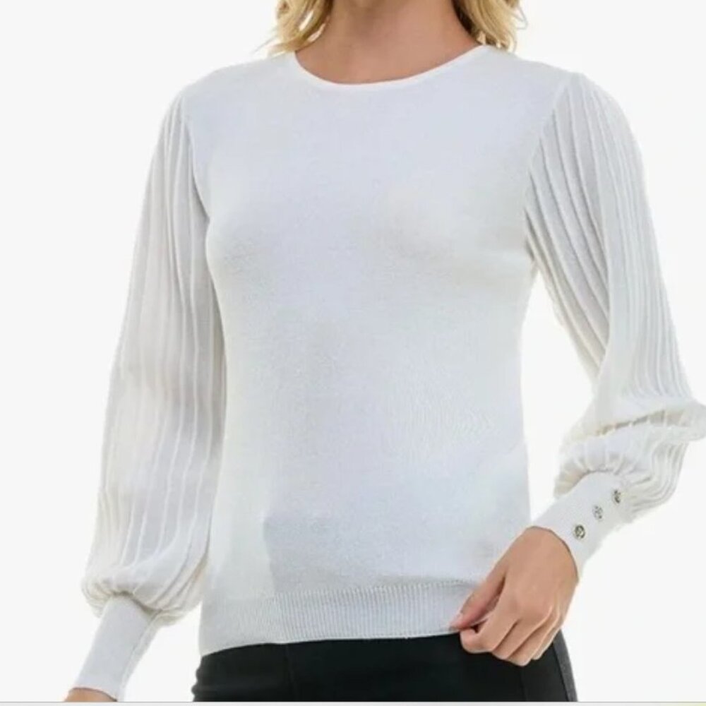 NWT NANETTE NANETTE LEPORE Shimmer Sweater Large Ivory Holidays